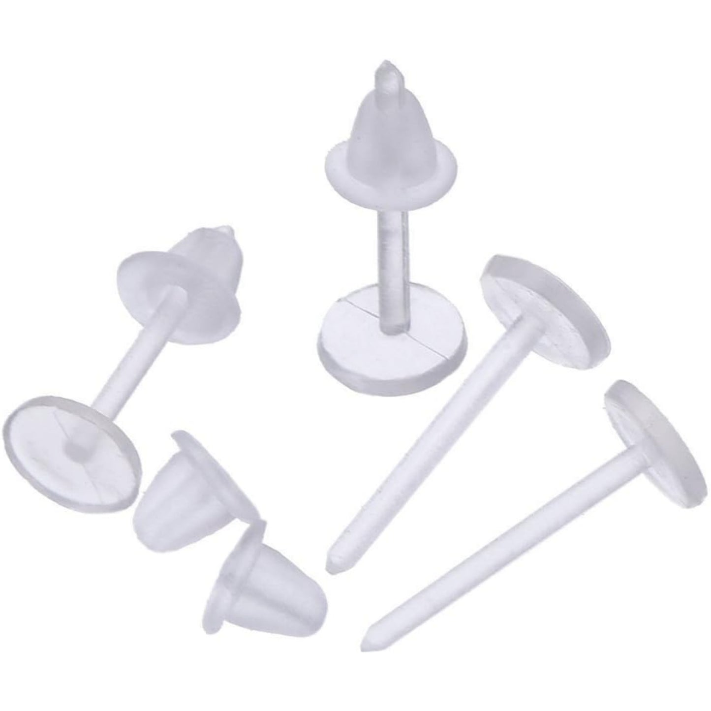 500 Pairs Plastic Earring Posts and Backs, 5mm Clear Earrings Pins Rubber Earring Safety Backs Earnuts