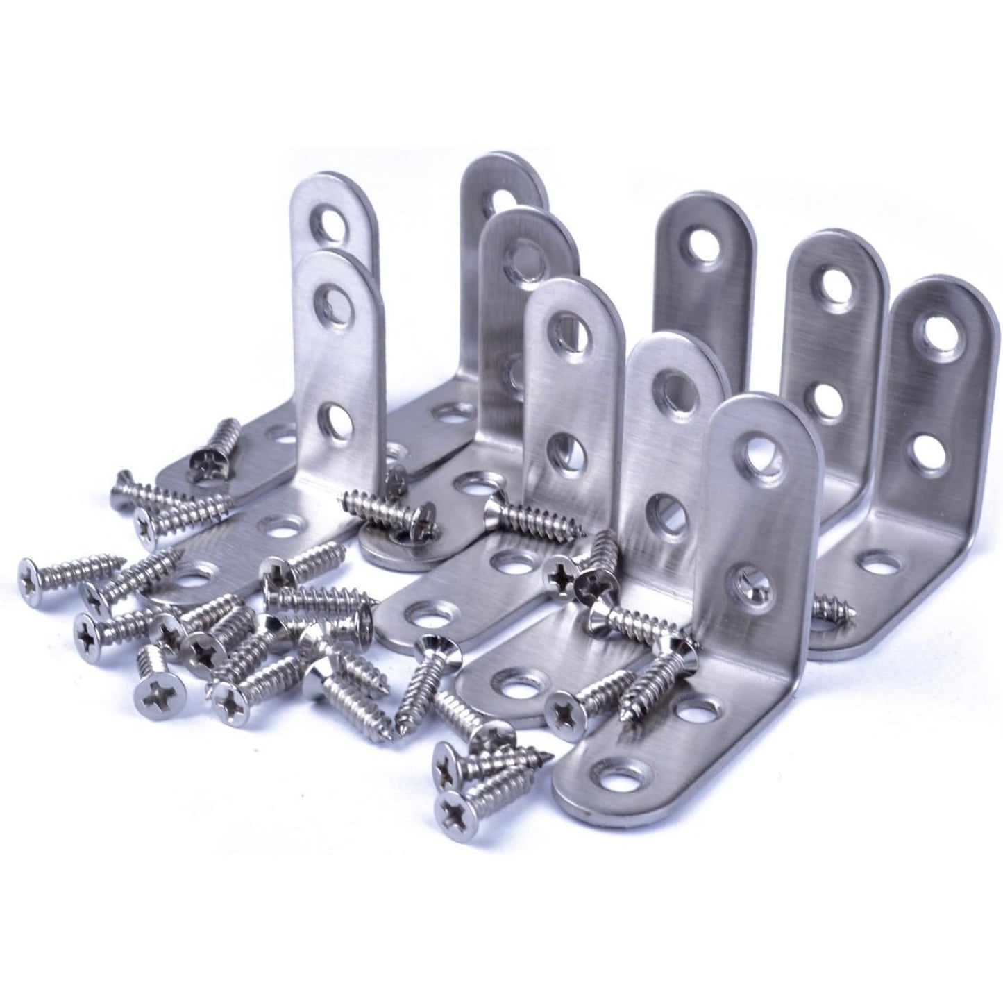 10pcs 90 Degree Right Angle Brackets Fastener Stainless Steel Corner Braces with Screws (40x40mm)