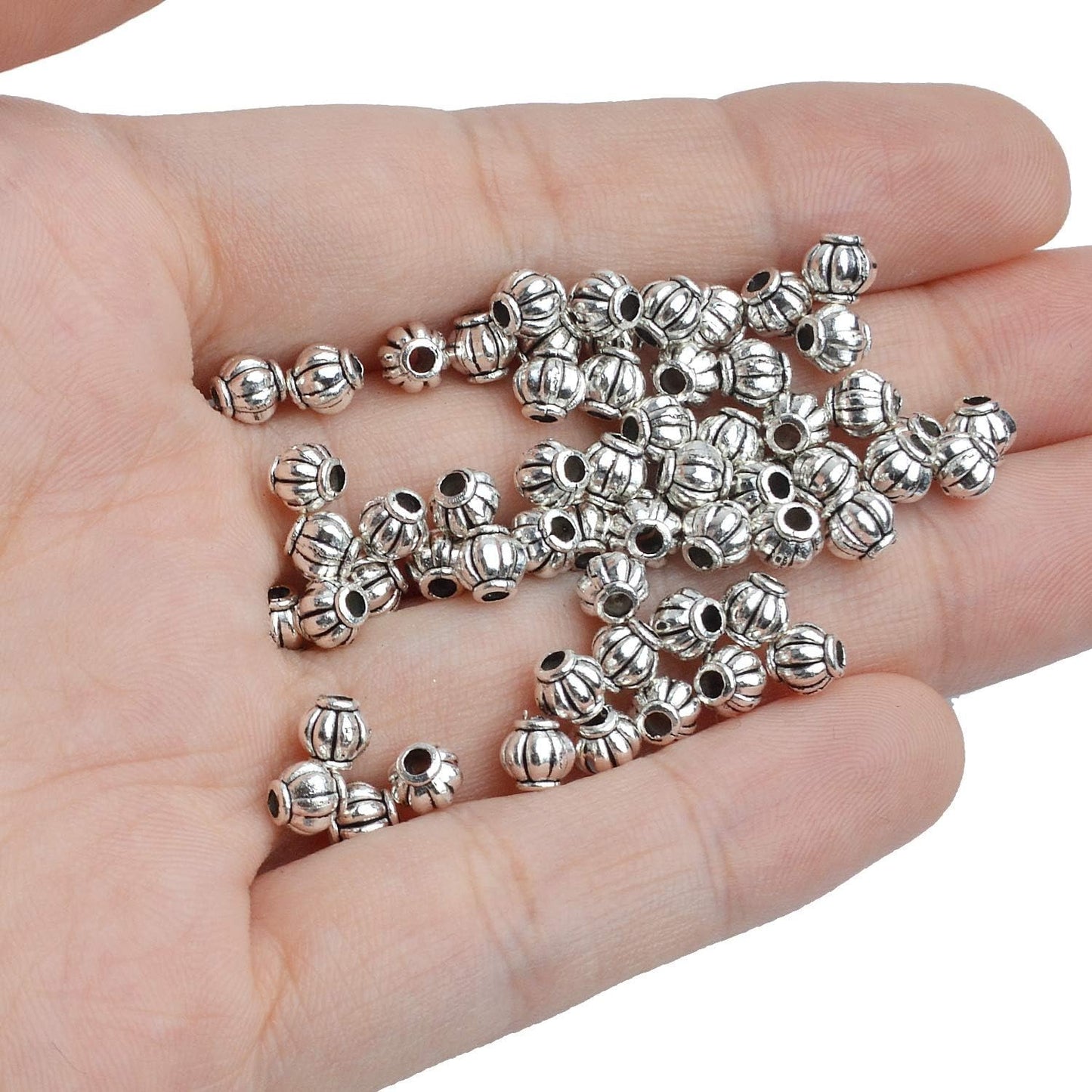 Tibetan Spacer Beads, 200 Pcs Antique Silver, Alloy, Round, Craft Beads, Hole: 1.5 mm