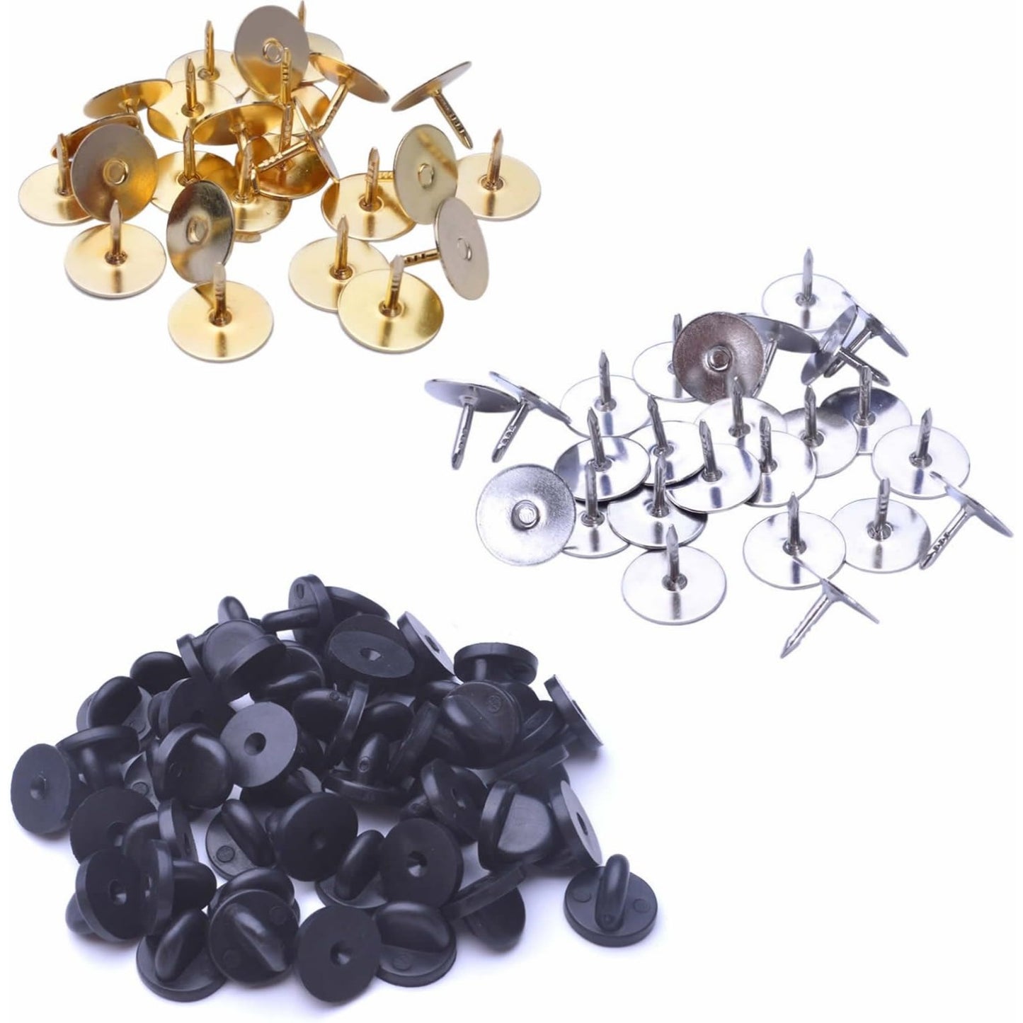 BronaGrand 50 Pieces Copper Tie Tacks Blank Pins with 50 Pieces PVC Rubber Pin Backs