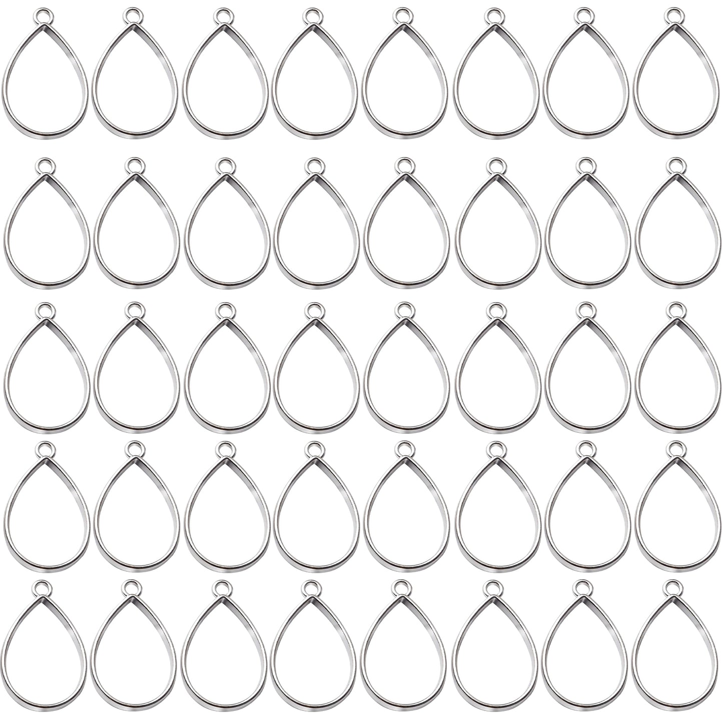 Pendant Frames, 40pcs Open Back Teardrop Hollow Pendant Bezels for Resin Jewelry Making Pressed Flower Crafting