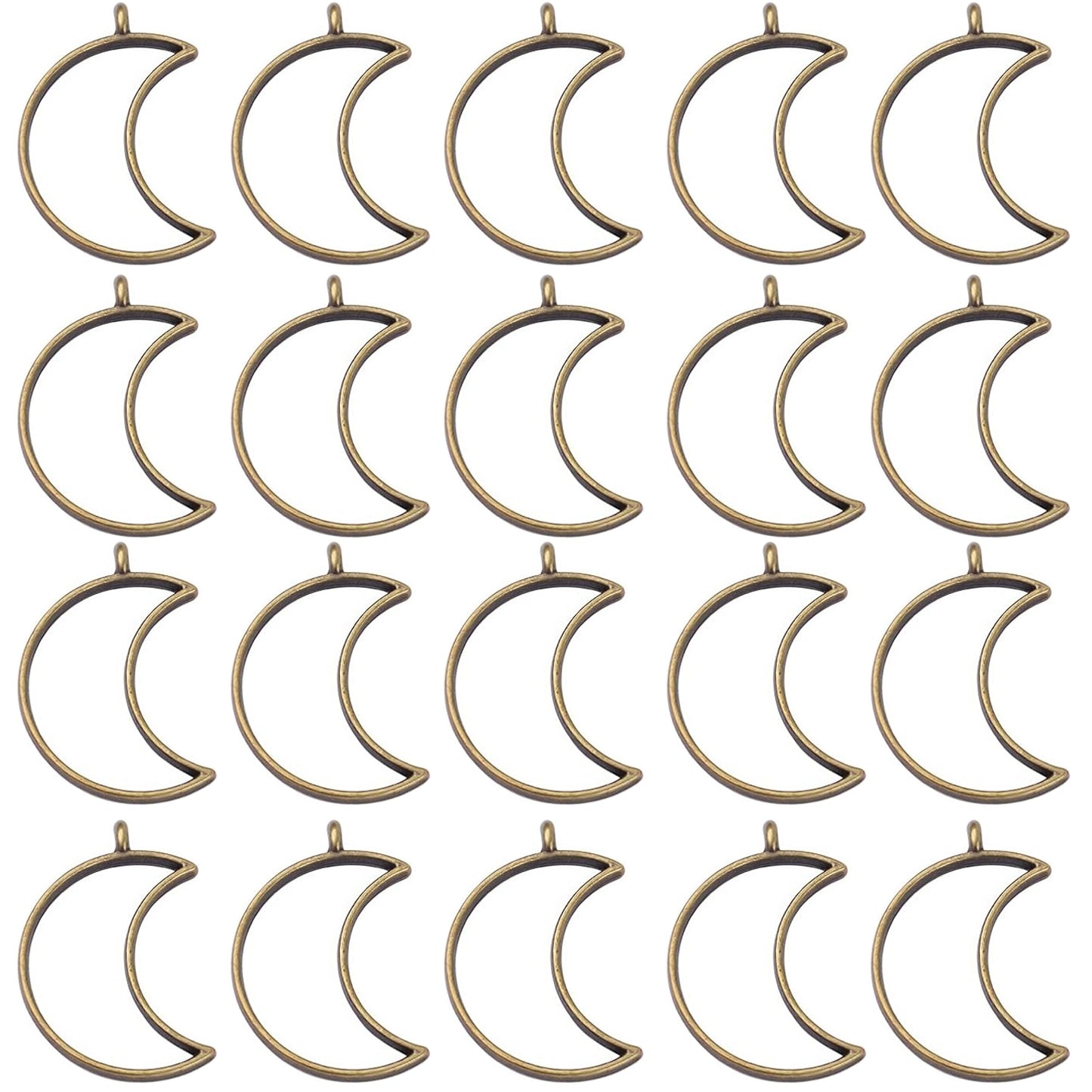 20pcs 4 Colors Moon Open Bezel Pendants Charms Crescent Charms Resin Molds Open Back Pendant Blanks Hollow Frame Pendants for Resin Jewelry DIY Crafts Making