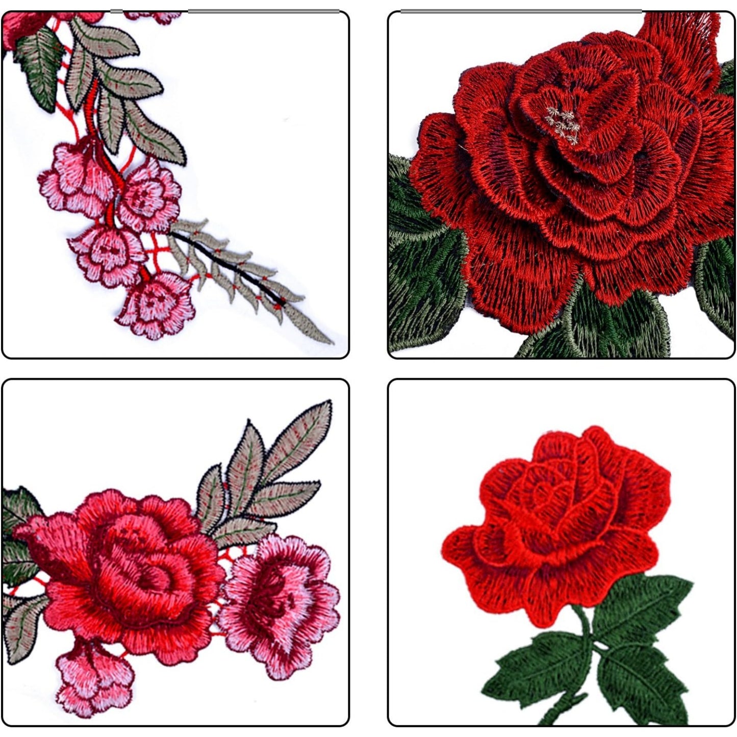 10 Pieces 5 Pairs Embroidered Patches Rose Flower Sew on Patch Applique for DIY Clothing, Jeans,Sewing