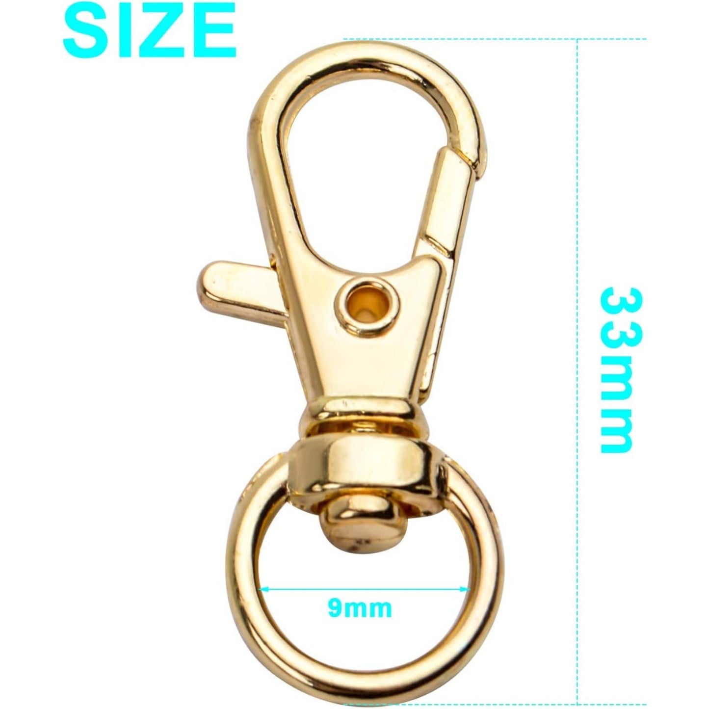 50 pcs Swivel Clasps Lanyard Snap Hook,Metal Swivel Lanyard Snap Hook Lobster Claw Clasp(Gold)