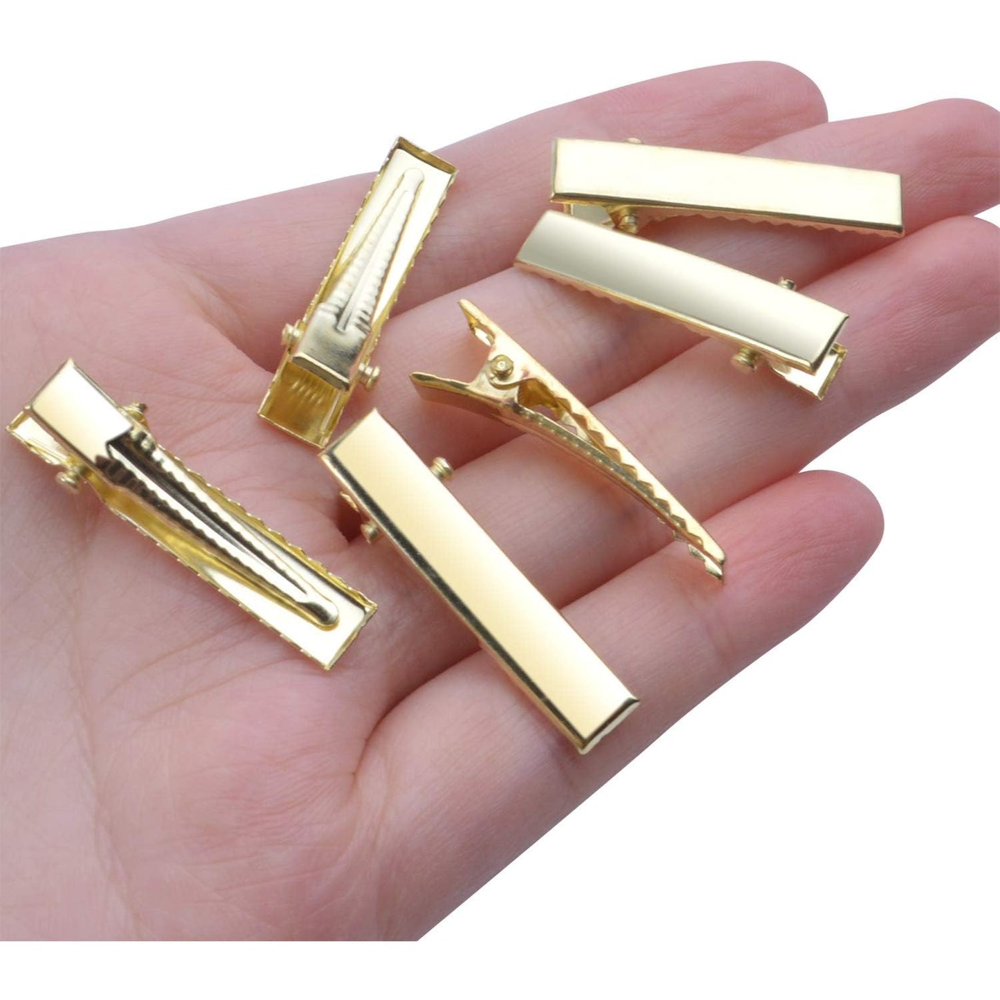 BronaGrand Flat Alligator Clips, 100pcs 3.2cm DIY Single Prong Metal Hair Clips Duckbill Hair Clips Blank Hair Slides for Crafts and Other Hair Accessories