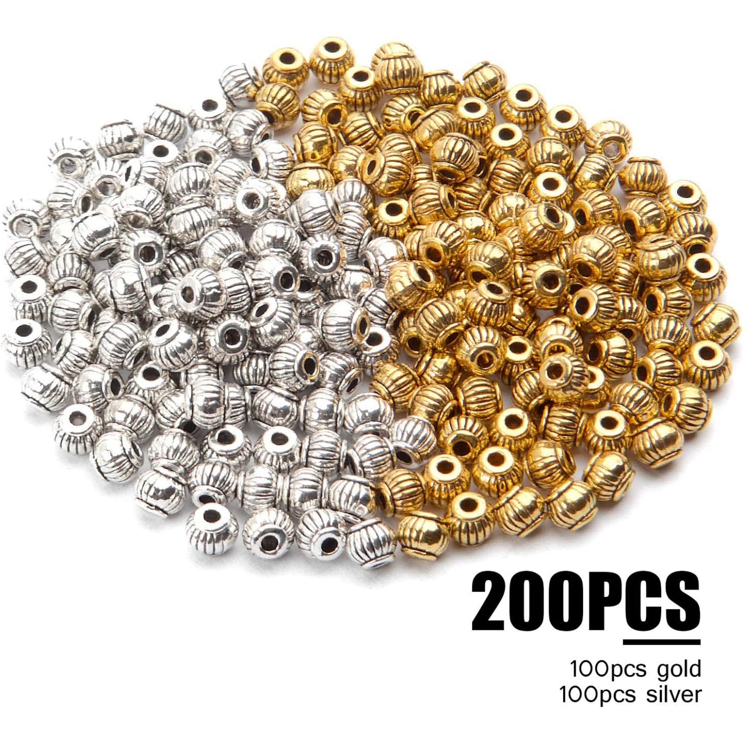200pcs Antique Spacer Beads Round Lantern Shaped Alloy Spacers for Making Bracelets Necklaces,5 * 4mm