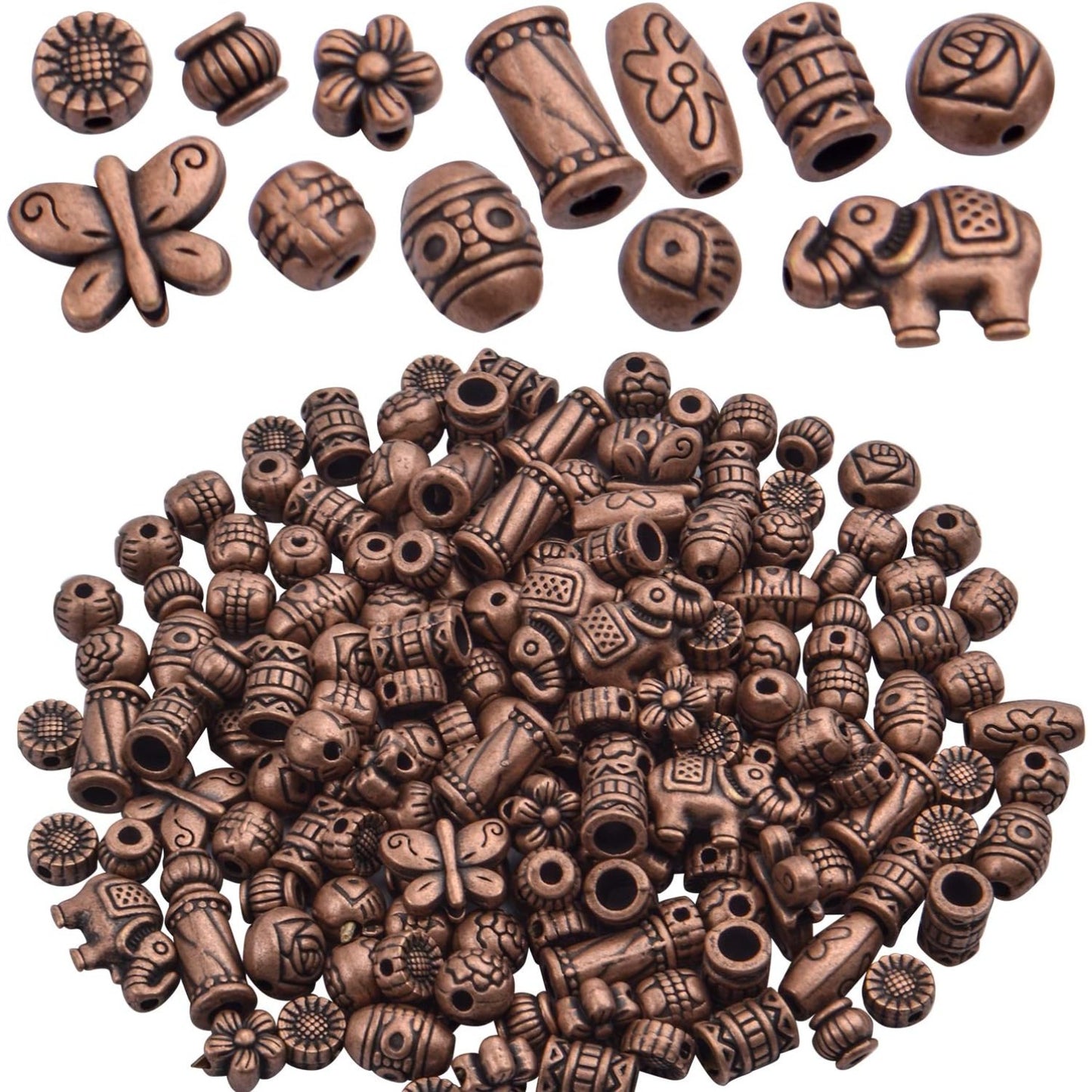 100 Gram(About 150-200pcs) Antique Copper Spacer Beads Charm Bead Spacers Jewelry Findings Accessories for Bracelet Necklace Jewelry Making(Dark Color)