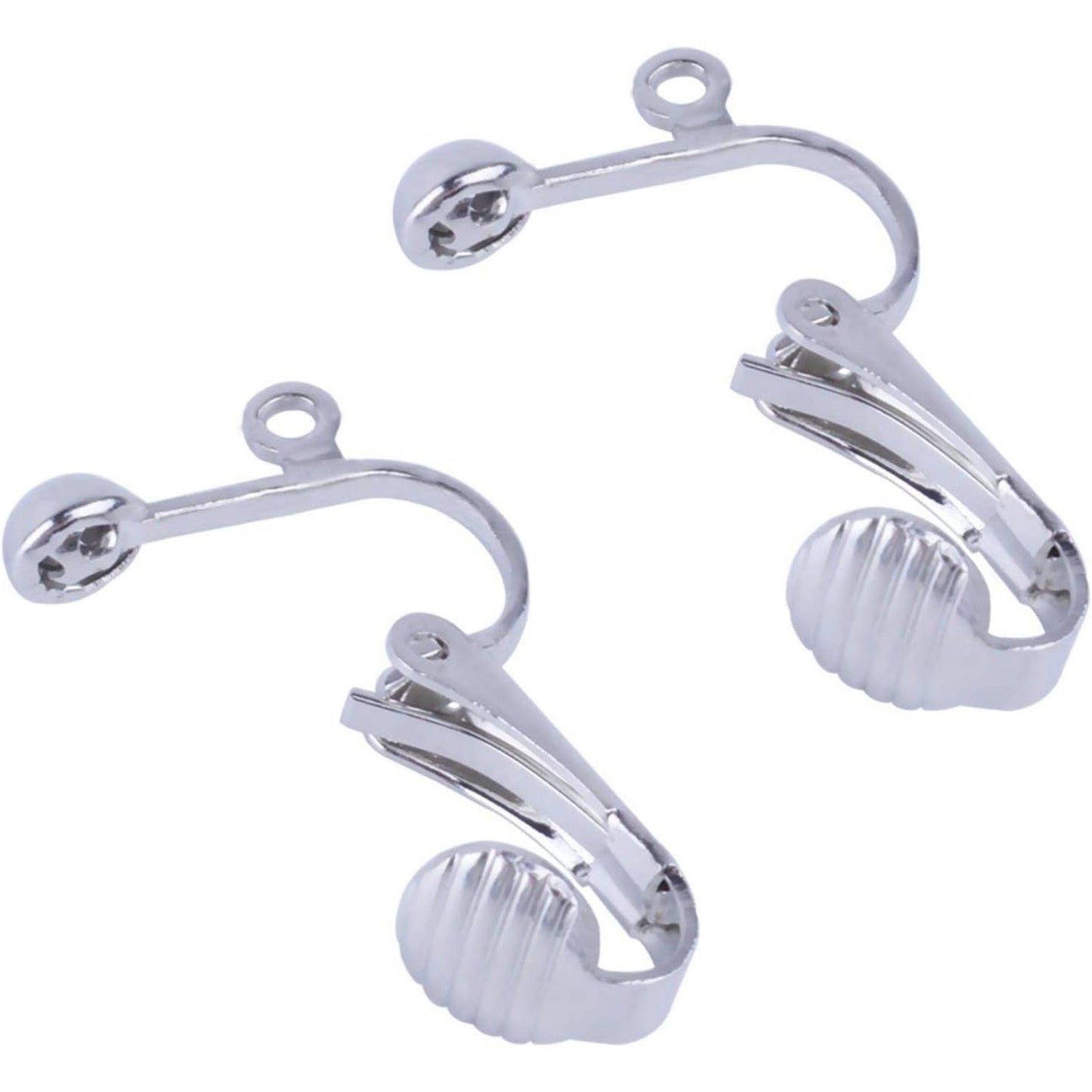 BronaGrand 20pcs Clip-on Earring Converter with Easy Open Loop (Silver)