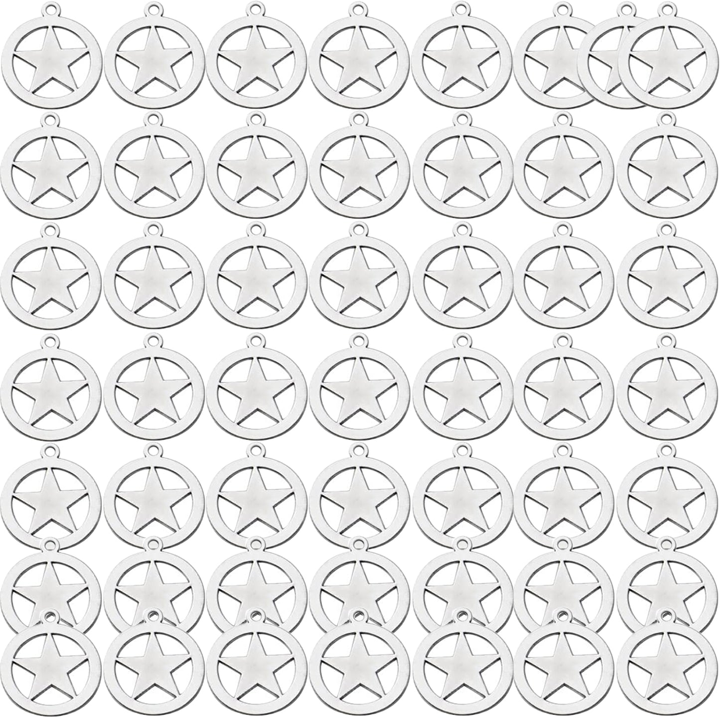 50pcs Pentagram Charms Alloy Round Star Charms Pentacle Charm Pendants for DIY Jewelry Necklace Bracelet Crafts Making,Antique Bronze,Antique Silver