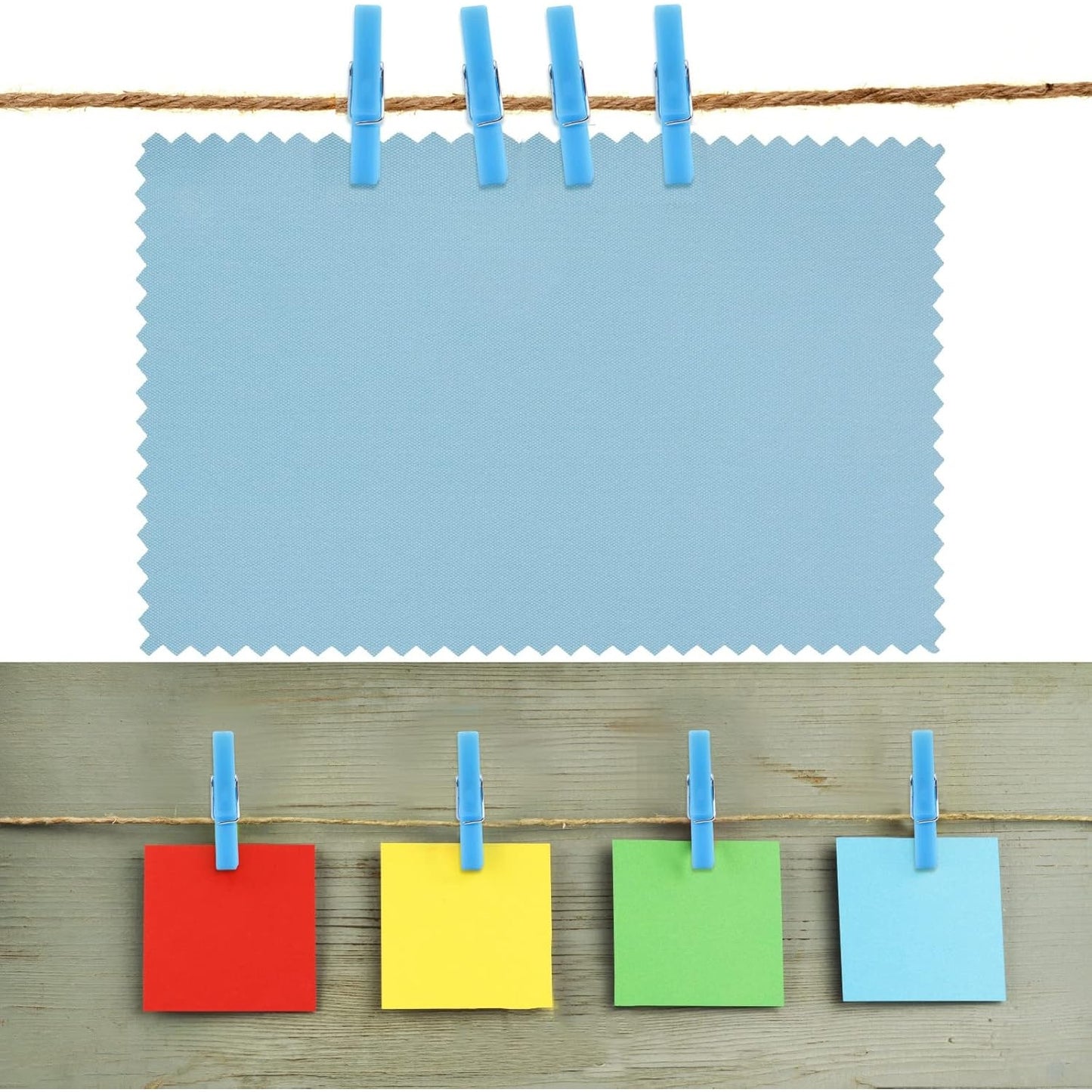 100 Pieces Blue Plastic Photo Clips Mini Utility Paper Clip Clothespins Peg Pin Clips for Hanging Pictures Arts Crafts, 3.4 cm x 0.5 cm