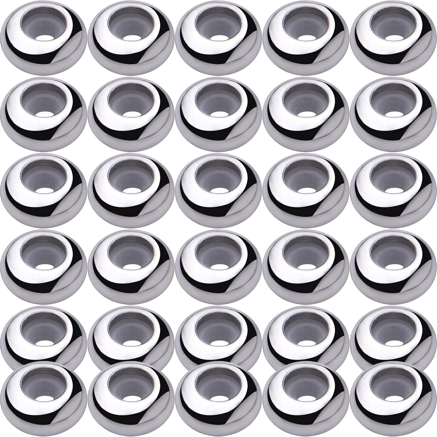 30pcs 8mm Insert Rubber Stopper Beads Brass Adjustable Slider Clasps Round Beads Positioning Spacer Beads Jewelry Making Accessories for DIY Bracelet Necklace Crafts, 3 Colors