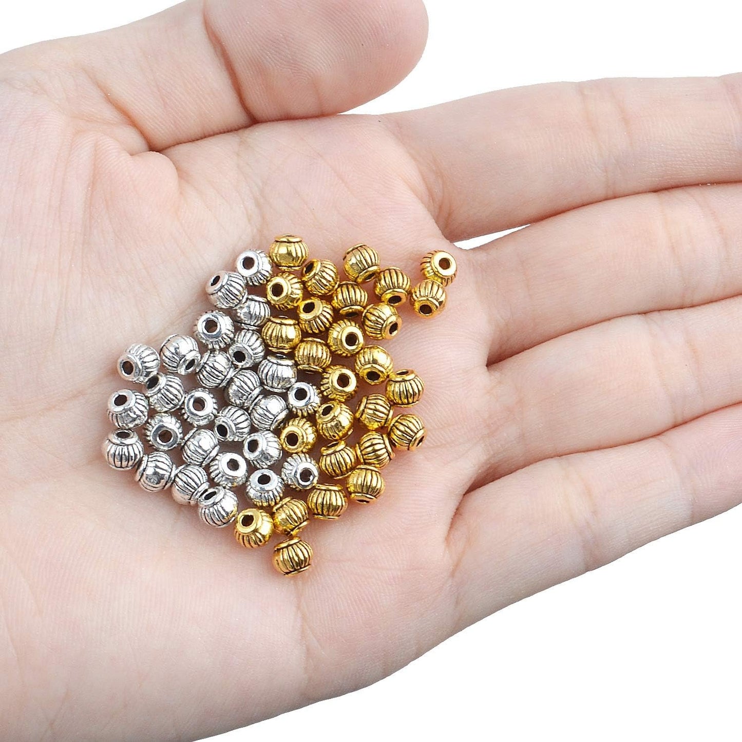 200pcs Antique Spacer Beads Round Lantern Shaped Alloy Spacers for Making Bracelets Necklaces,5 * 4mm