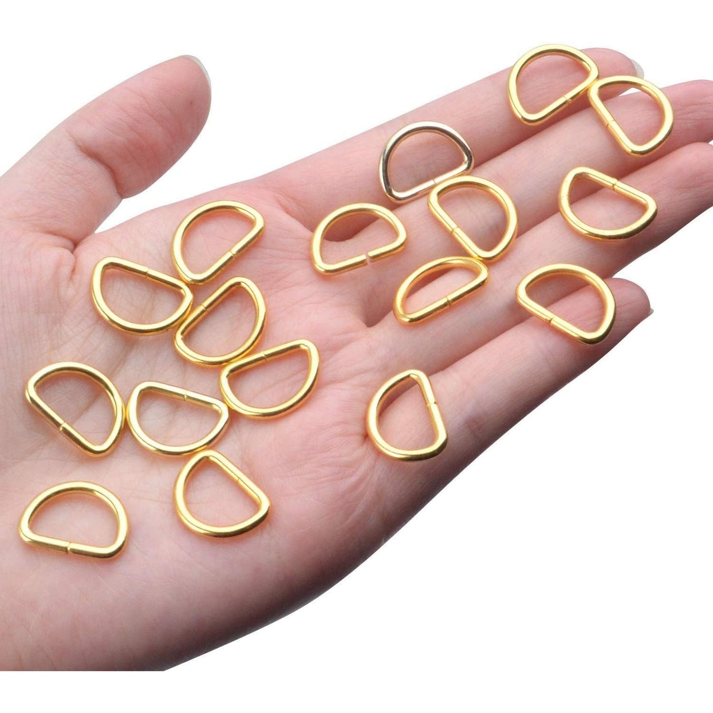 100 Pieces 1/2inch Metal Non Welded Gold D Ring Buckles D-Ring Loop for Handbag Purse Clothes DIY Accessories