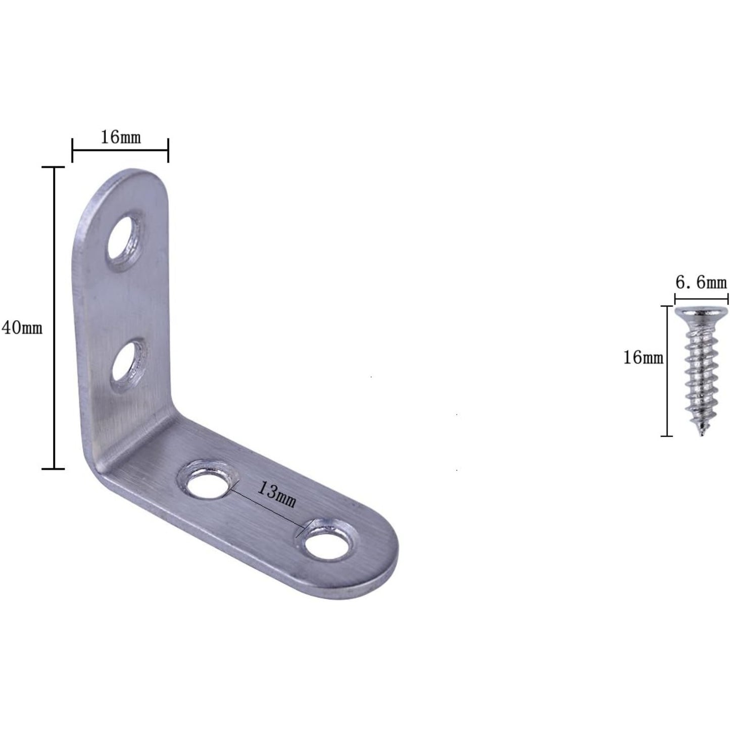10pcs 90 Degree Right Angle Brackets Fastener Stainless Steel Corner Braces with Screws (40x40mm)
