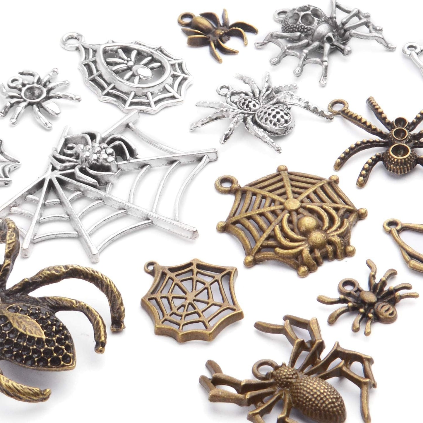 Spider Charms,100g(30-50pcs) Vintage Spider Pendant Charms Mixed Halloween Spider Pendant for Craft DIY Jewelry Making