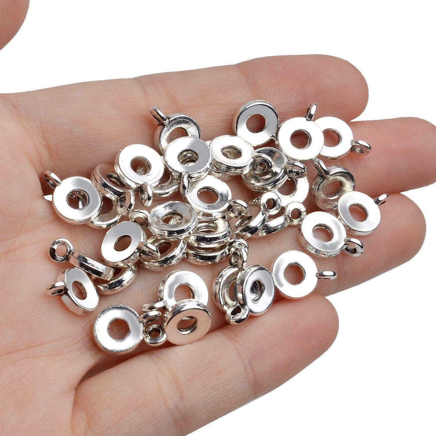 100pcs Antique Silver Bail Beads Connector Bail Bead Spacer Bail Tube Beads Charms for Bracelet Necklace Pendant Crafts Jewelry Making Supplies