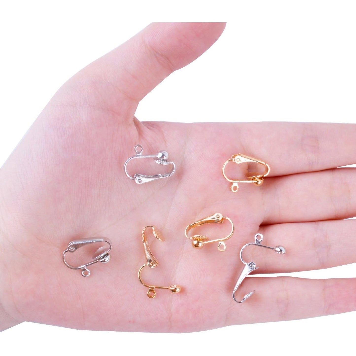 BronaGrand 20pcs Clip-on Earring Converter with Easy Open Loop (Gold and Silver)