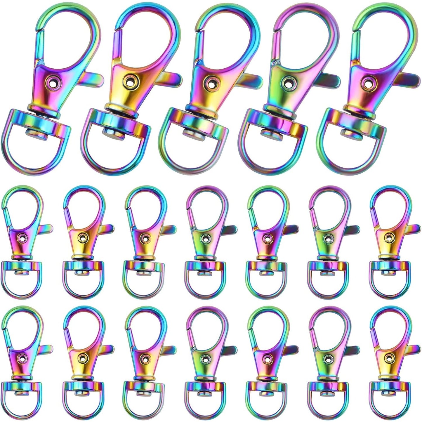 20 Pieces Swivel Clasps Lanyard Snap Hooks Alloy Lobster Clasp Trigger Clips Keychain Rings Accessories for DIY Handbag Purse Hardware Handmade Craft Projects, Rainbow Color
