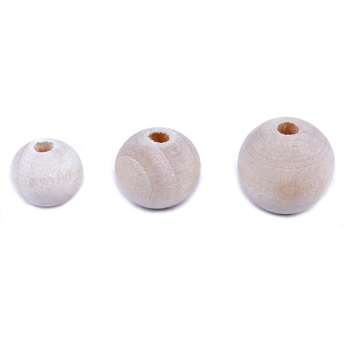 300pcs Natural Color Round Ball Wood Spacer Beads Jewelry Findings Charms(3 Sizes:10mm, 12mm and 14mm)