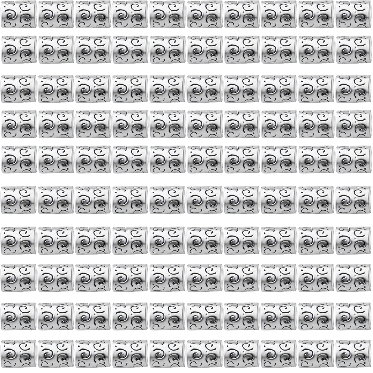 Large Hole Spacer Beads, 100pcs Column Alloy Tube Loose Beads, Silver/Bronze, Cylindrical, 10mm x 8mm, 5.6mm Hole, DIY Jewelry Craft Making