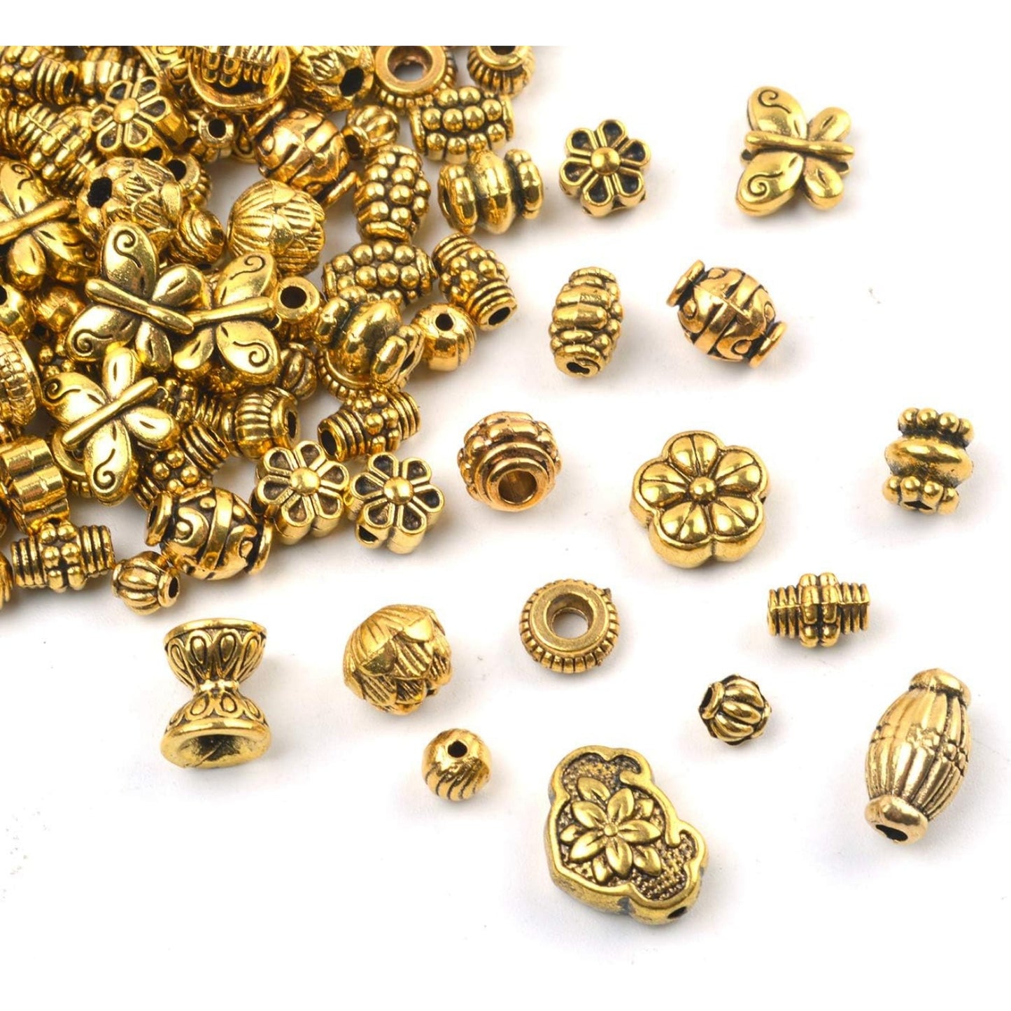100 Gram(About 150-200pcs) Antique Gold Spacer Beads Charm Bead Spacers Jewelry Findings Accessories for Bracelet Necklace Jewelry Making