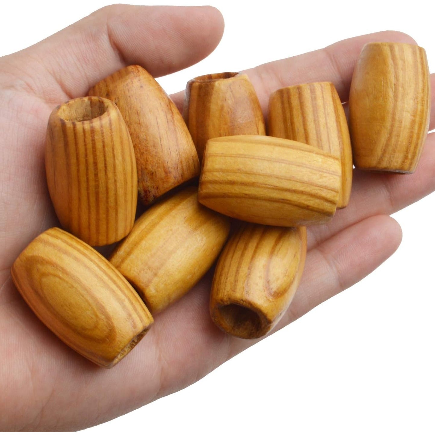 50pcs Natural Large Wooden Spacer Beads Tube Beads Oval Beads Loose Wood Beads with 10mm Large Hole for DIY Jewelry Hair Crafts Making,DIY Jewelry Handmade Decoration Supplies,30×20mm