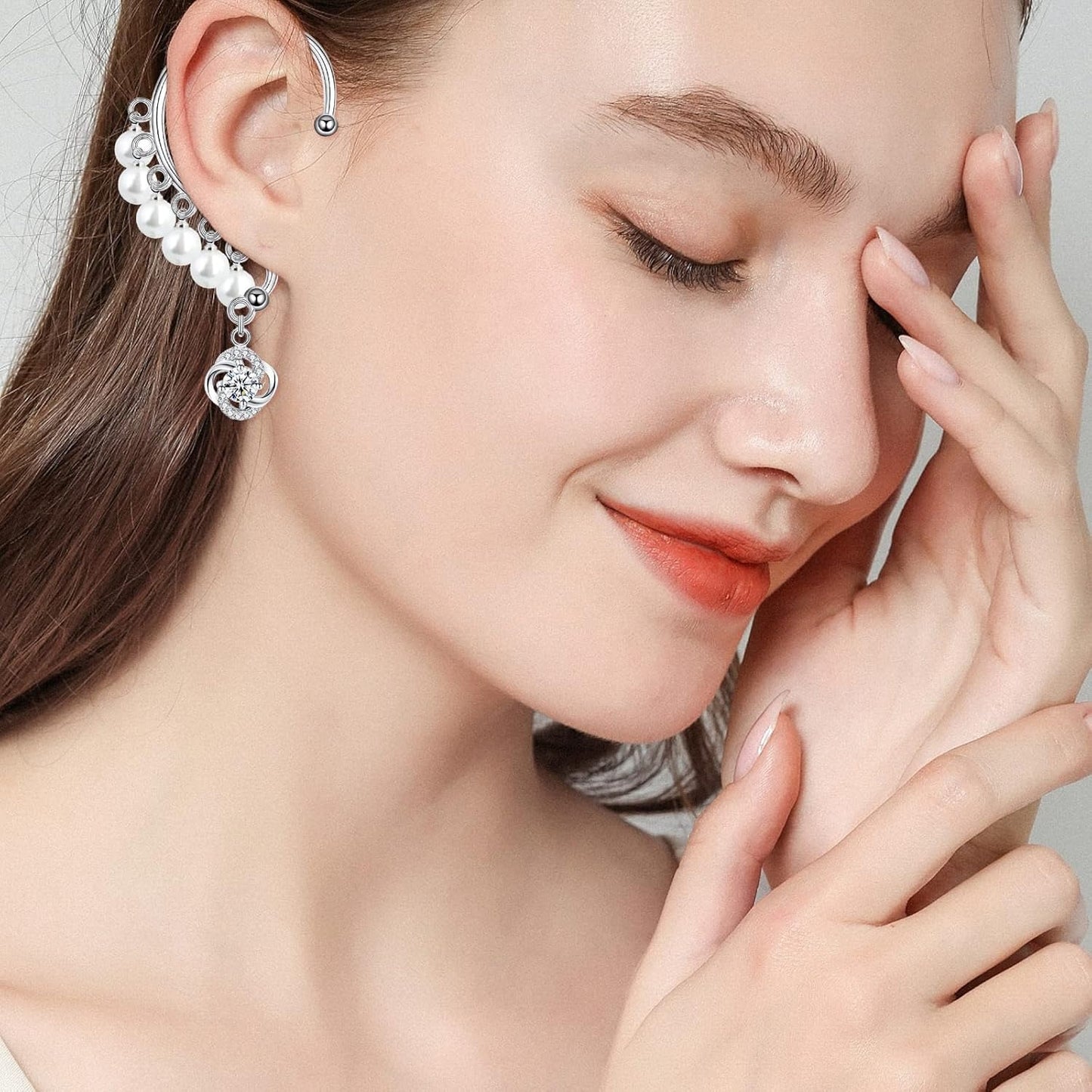 20pcs Silver Ear Cuffs Wrap 7 Holes Earring Hooks Non Pierced Around Ear Wraps Ear Cuff Tassel Drop Earrings Components for DIY Earrings Jewelry Making Decoration