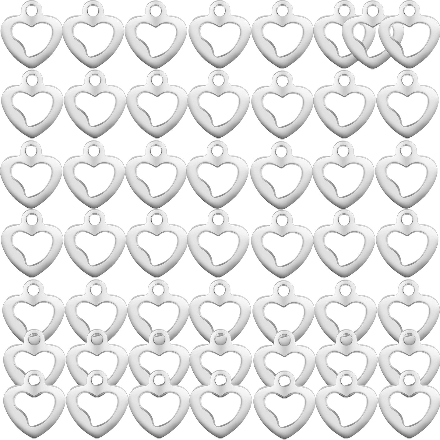 40pcs Hollow Heart Shape Pendant Charms Stainless Steel Tiny Love Charms Craft Supplies for DIY Necklace Bracelet Keychains Jewelry Making Findings, 2 Colors