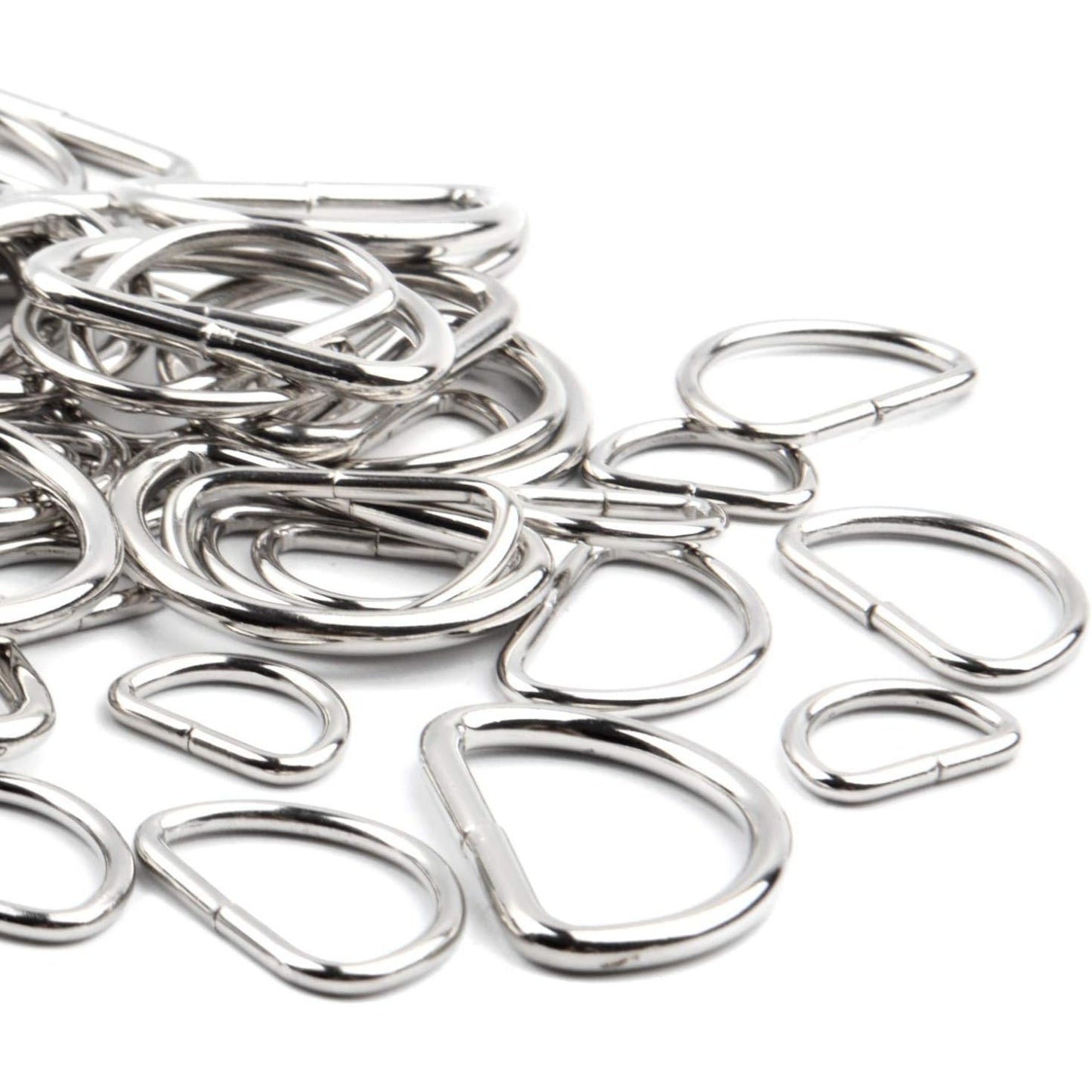 60pcs Assorted Multi-Purpose Metal D Ring Semi-Circular D Ring for Hardware Bags Ring Hand DIY Accessories - 1/2 Inch, 3/4 Inch, 1 Inch