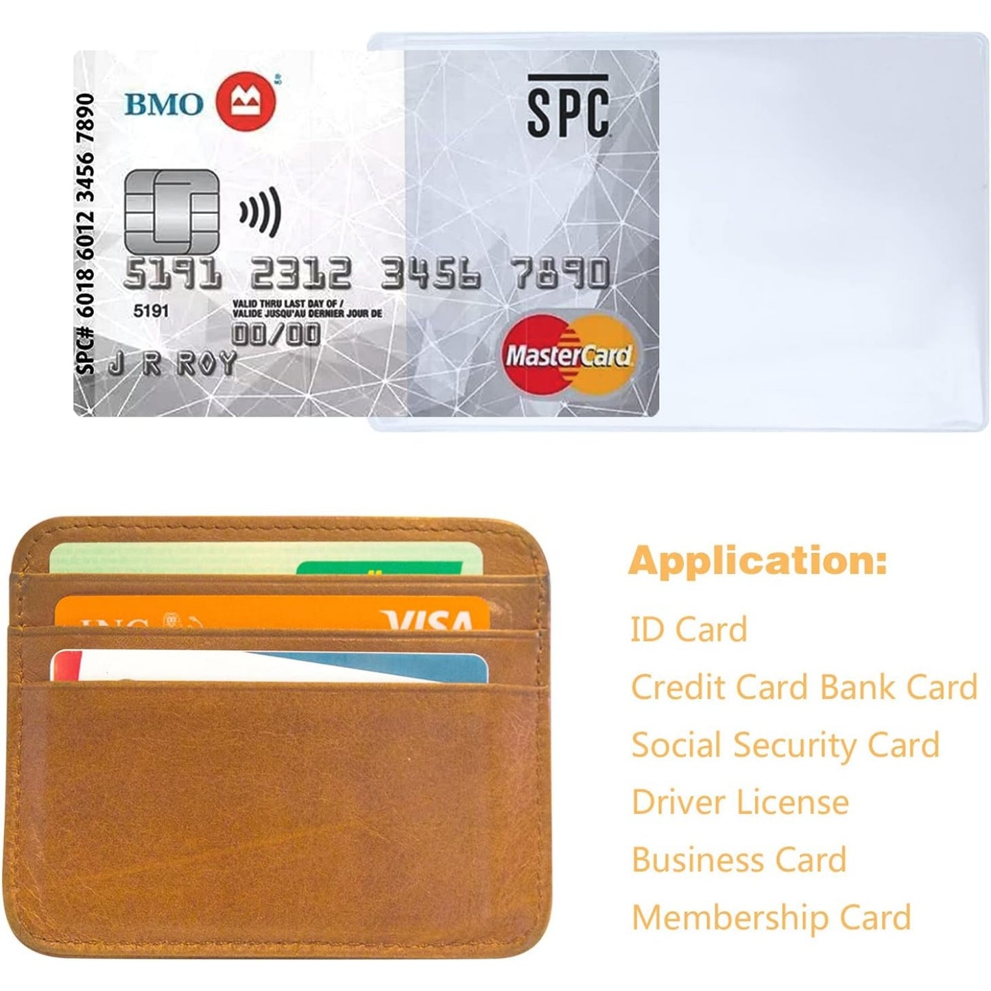 100pcs Transparent PVC Vertical ID Credit Card Sleeves Waterproof Clear New Medicare Card Holder Protector Sleeves for Social Security Insurance Business Bank Debit Cards