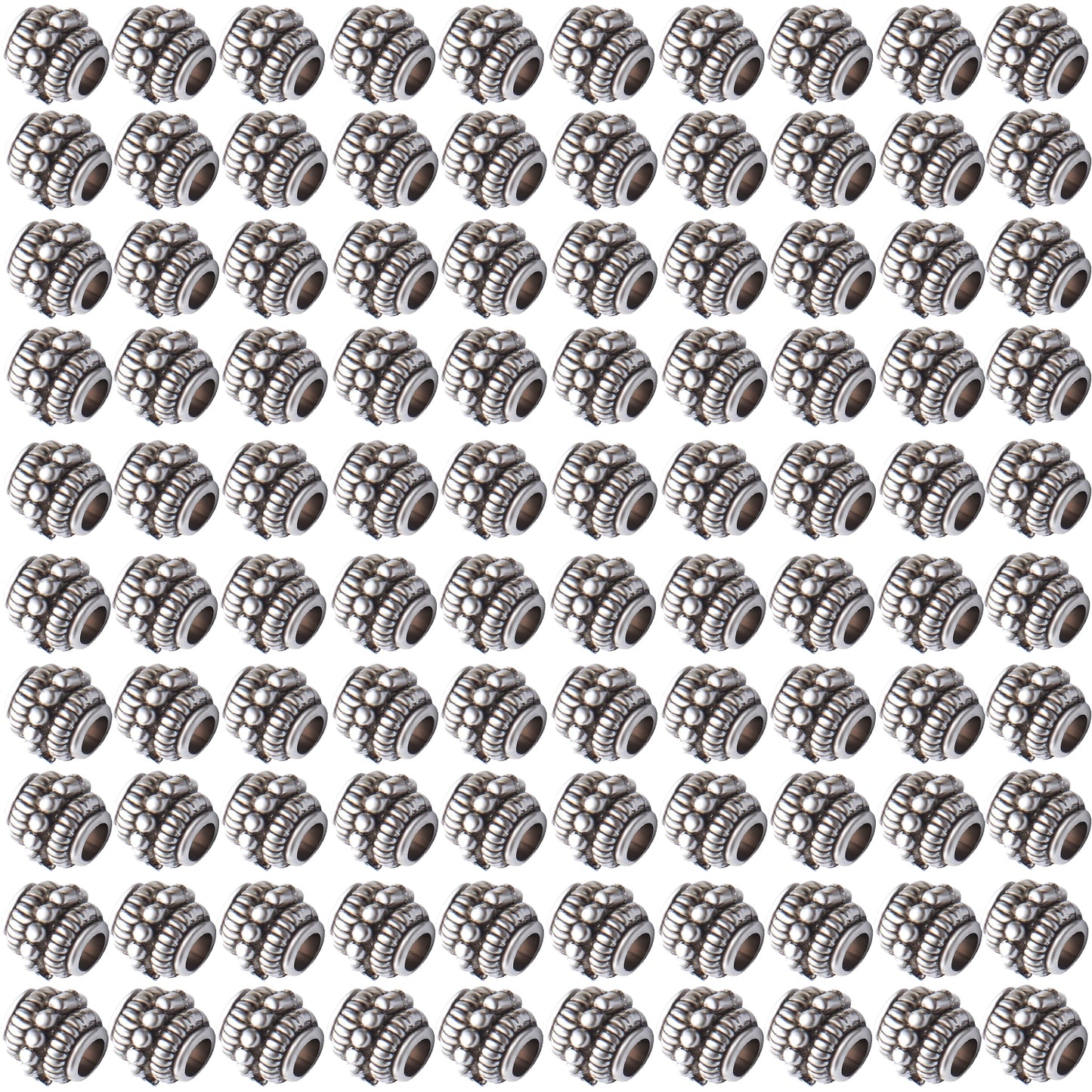 100pcs Barrel Spacer Beads Tibetan Alloy Column Spacers Loose Beads Spacer Charms Beads for Jewelry DIY Bracelet Necklace Making Accessory