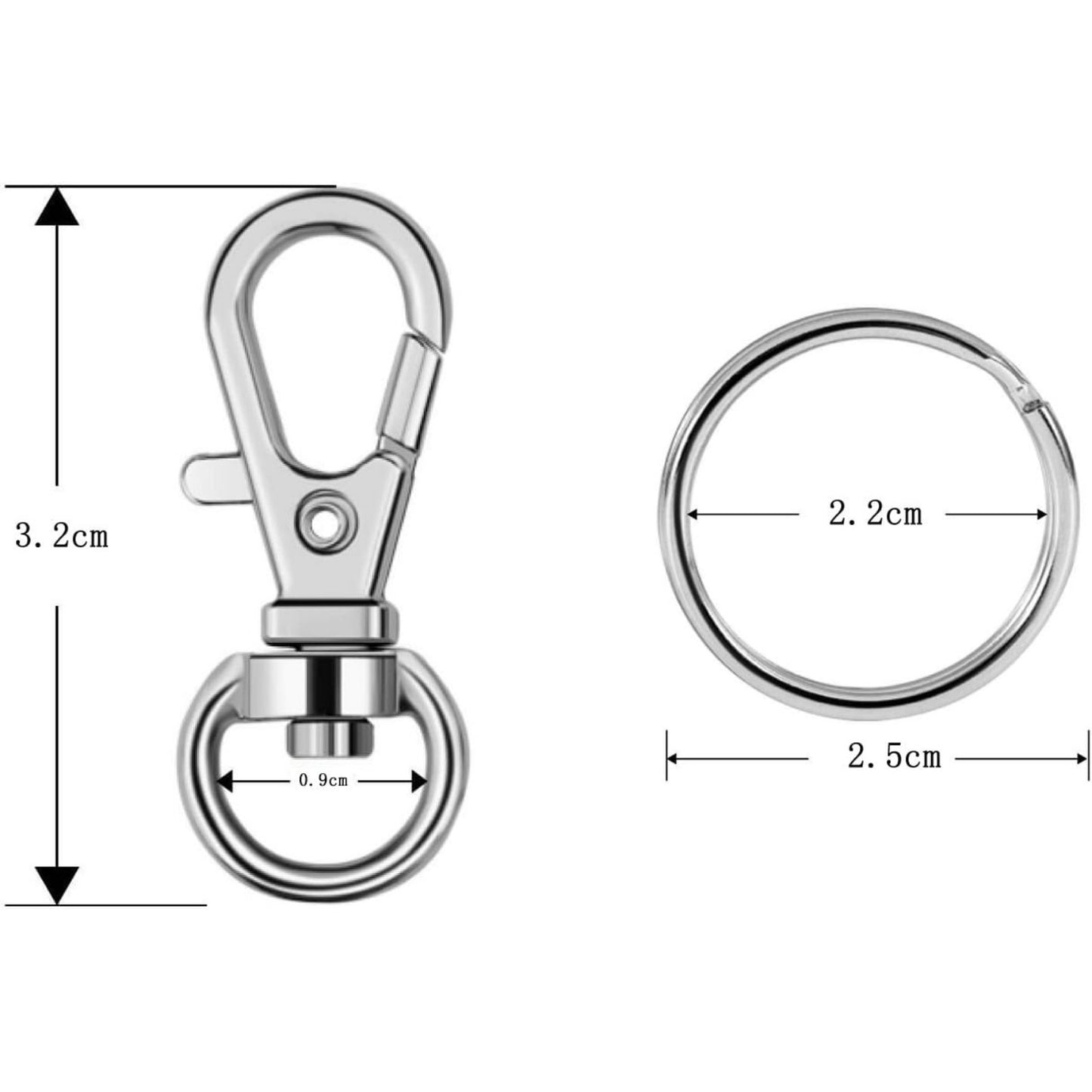 60 Pieces Metal Swivel Lanyard Snap Hook with Key Rings(Small Size)