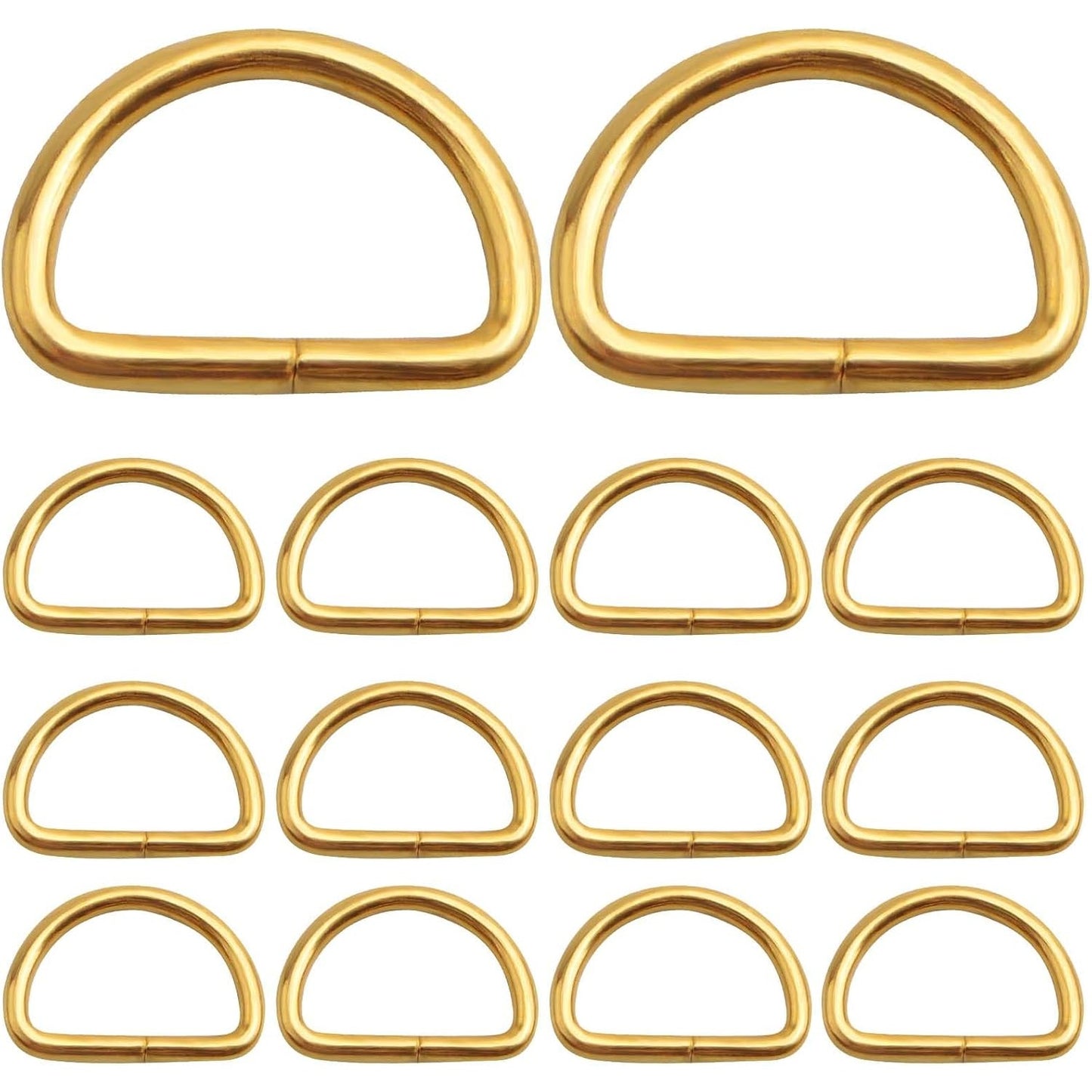 100pcs Metal Semi-Circular D Rings Multipurpose Half Round D Rings Loop Webbing Buckle Hardware Accessories for DIY Crafts Bags Clothing Backpack Belt Sewing, Golden