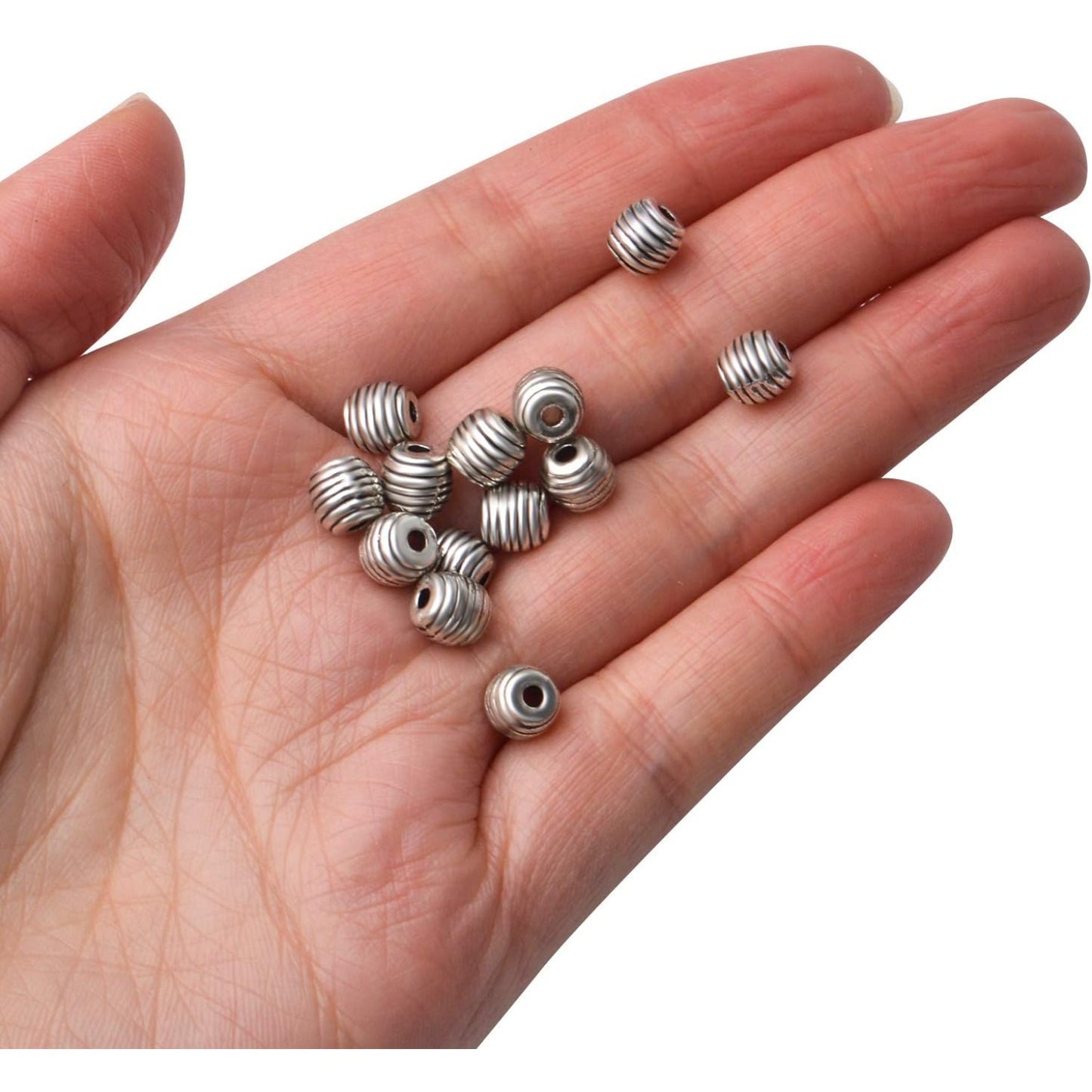 50pcs Tibetan Antique Silver Oval Shape Spacer Beads Column Spacer Bead Jewelry Spacers Charm Beads for DIY Bracelet Jewelry Making Crafts Supplies