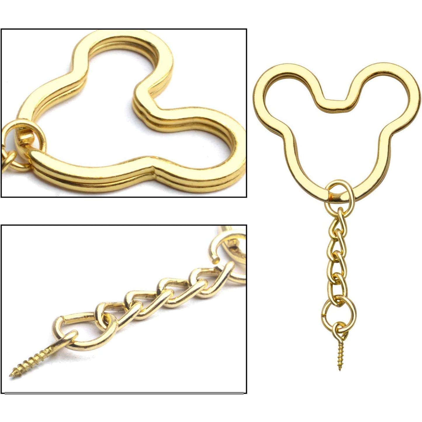 BronaGrand Keyring with Chain,30Pcs Gold Key Ring Bulk Split Keyring Blanks with Link Chain Open Jump Rings and Screw Eye Pins for DIY Art Craft Jewellery Making