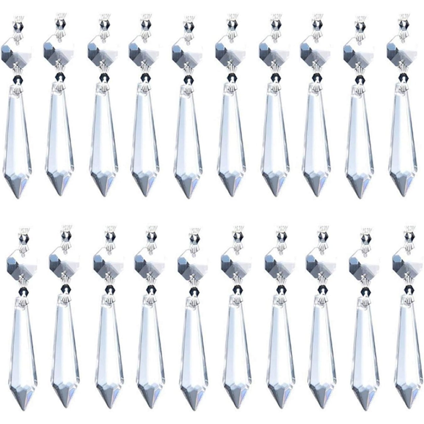20pcs 38mm Replacement Clear Chandelier Icicle Crystal Prisms Octogan Crystal Bead for Lamp Decoration