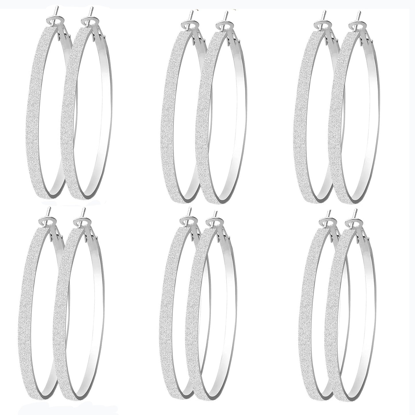 6 Pairs Hoop Earrings Set, Hypoallergenic Big Circle Beading Earrings Classic Christmas Round Hoop Earrings for Women Wedding Party Favor Gifts(Golden, Silver)