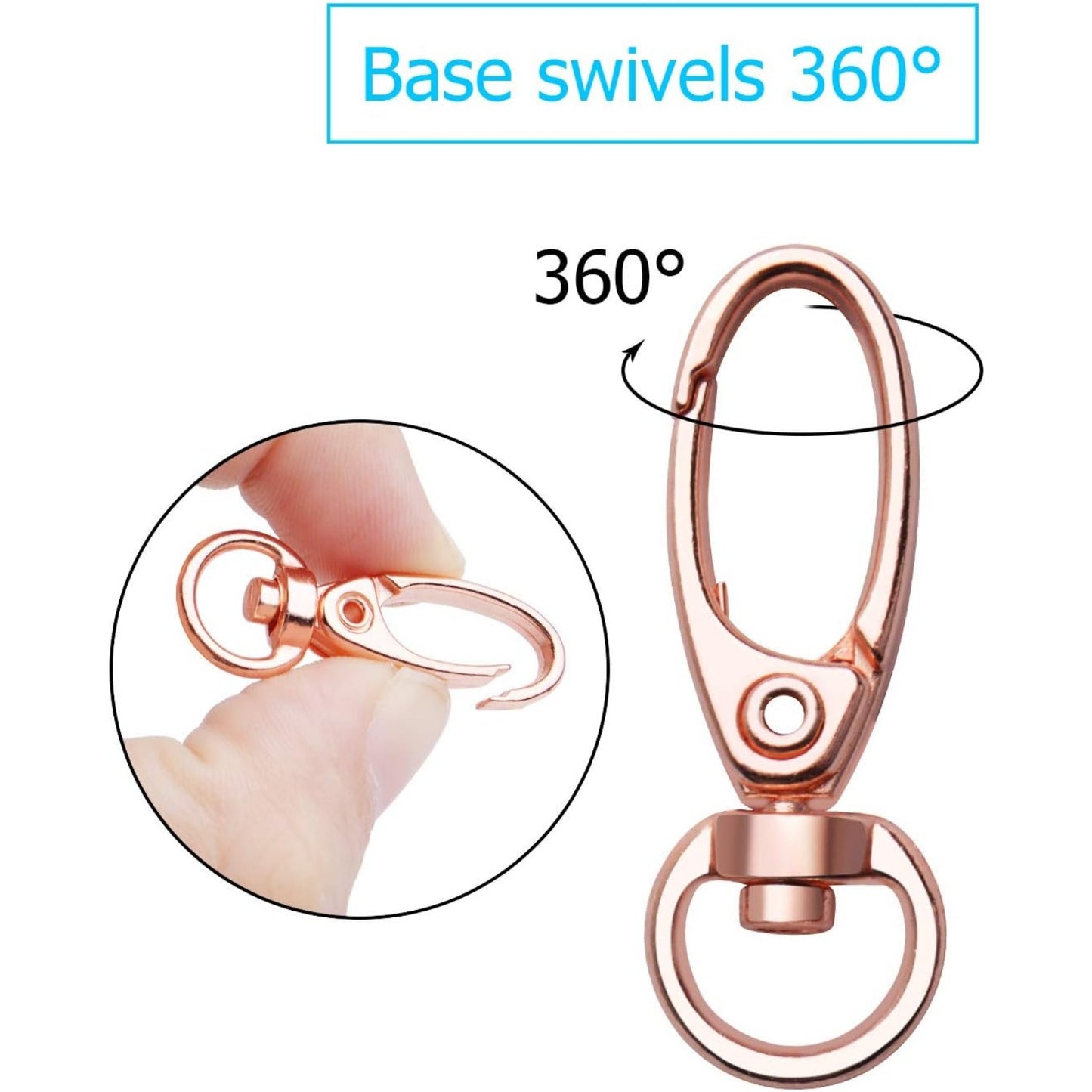 Swivel Clasp Clips,50pcs 35mm Swivel Trigger Clips Metal Keyring Clasps Snap Hooks for Hanging Key Chains Dog Leashes Crafts Decorations,Rose Gold