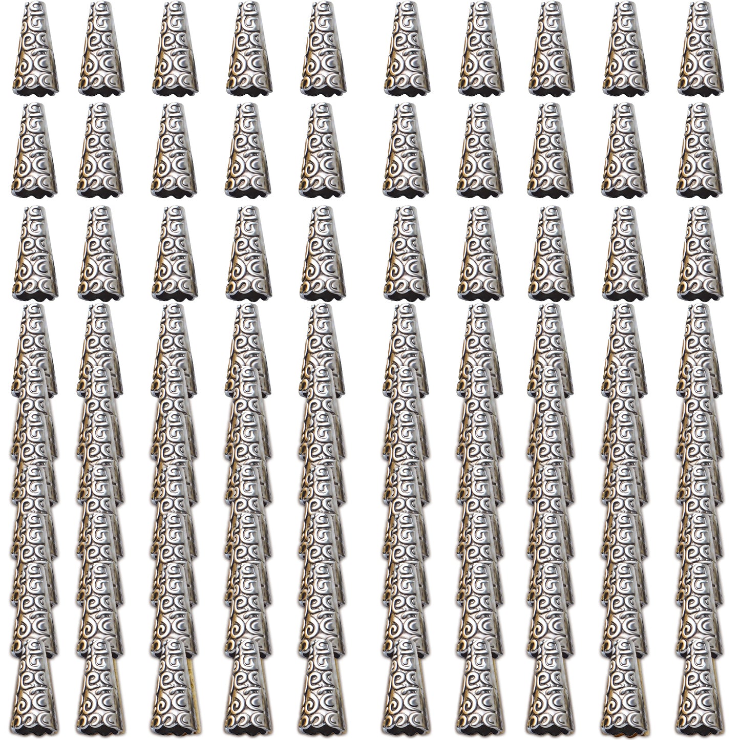 100pcs Cone Bead End Caps Alloy Tibetan Bead Caps Tassel End Cap for DIY Jewelry Making Crafts,4 Colors