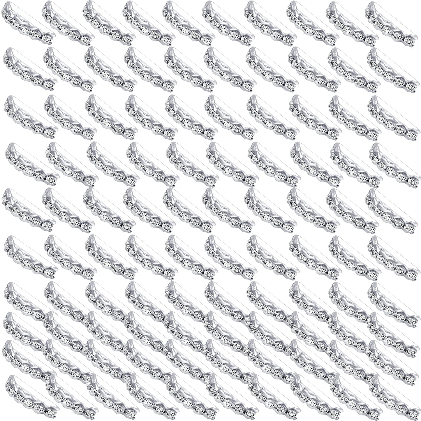 100pcs Rhinestone Spacer Bar Beads 3 Holes Alloy Half Round Crystal Spacers Link Connectors Beads for DIY Multi Strand Bracelet Crafts Jewelry Making, Gold and Silver, 19 mm x 7.5 mm