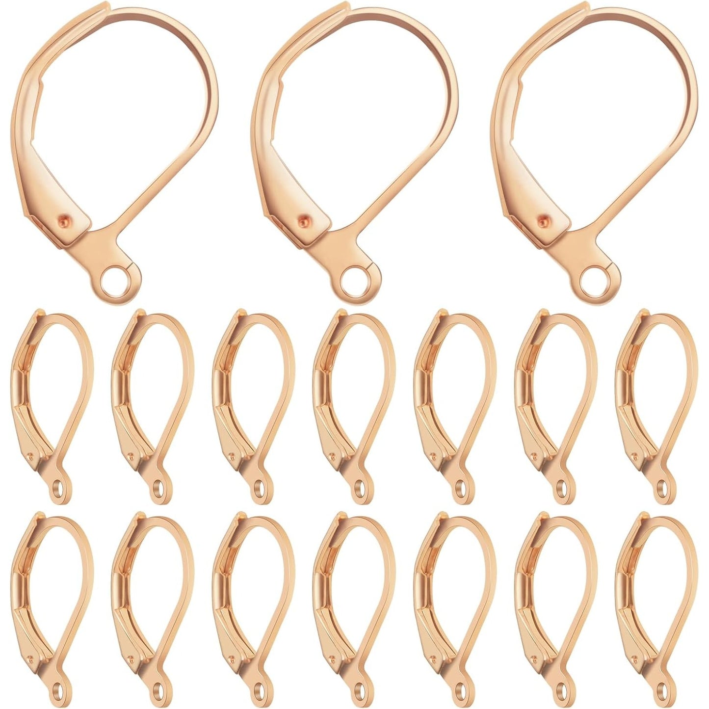 60 Pieces French Style Earring Hooks Leverback Earring Hooks Dangle Earwires Findings with Open Loop for DIY Earrings Jewelry Making Supplies, KC Golden