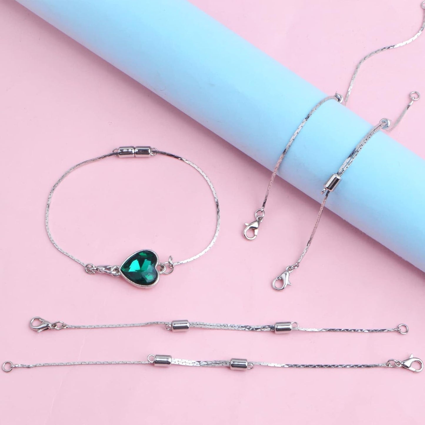 6 Pieces Stainless Steel Extender Chains Hypoallergenic Adjustable Sliding Necklace Extender Chains with Lobster Clasps for DIY Necklace Bracelet Jewelry Making Supplies