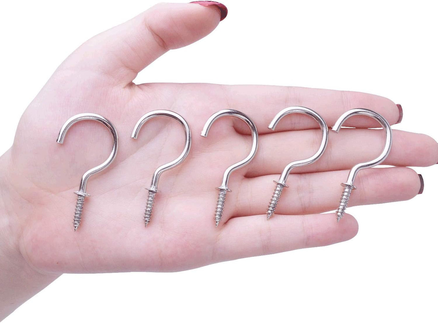 50 Pieces Metal Screw-in Ceiling Hooks Cup Hook,Screw Hanger for Hanging Plants Mugs Kitchen Utensils Wind Chimes 1-1/4"(Silver)