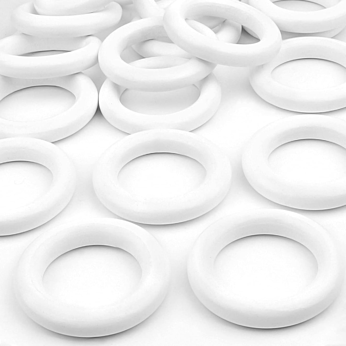 20 Pieces 55 mm Wooden Rings Natural Wood Rings Smooth Circles for DIY Craft Pendant Connectors Jewelry Making Accessories, White