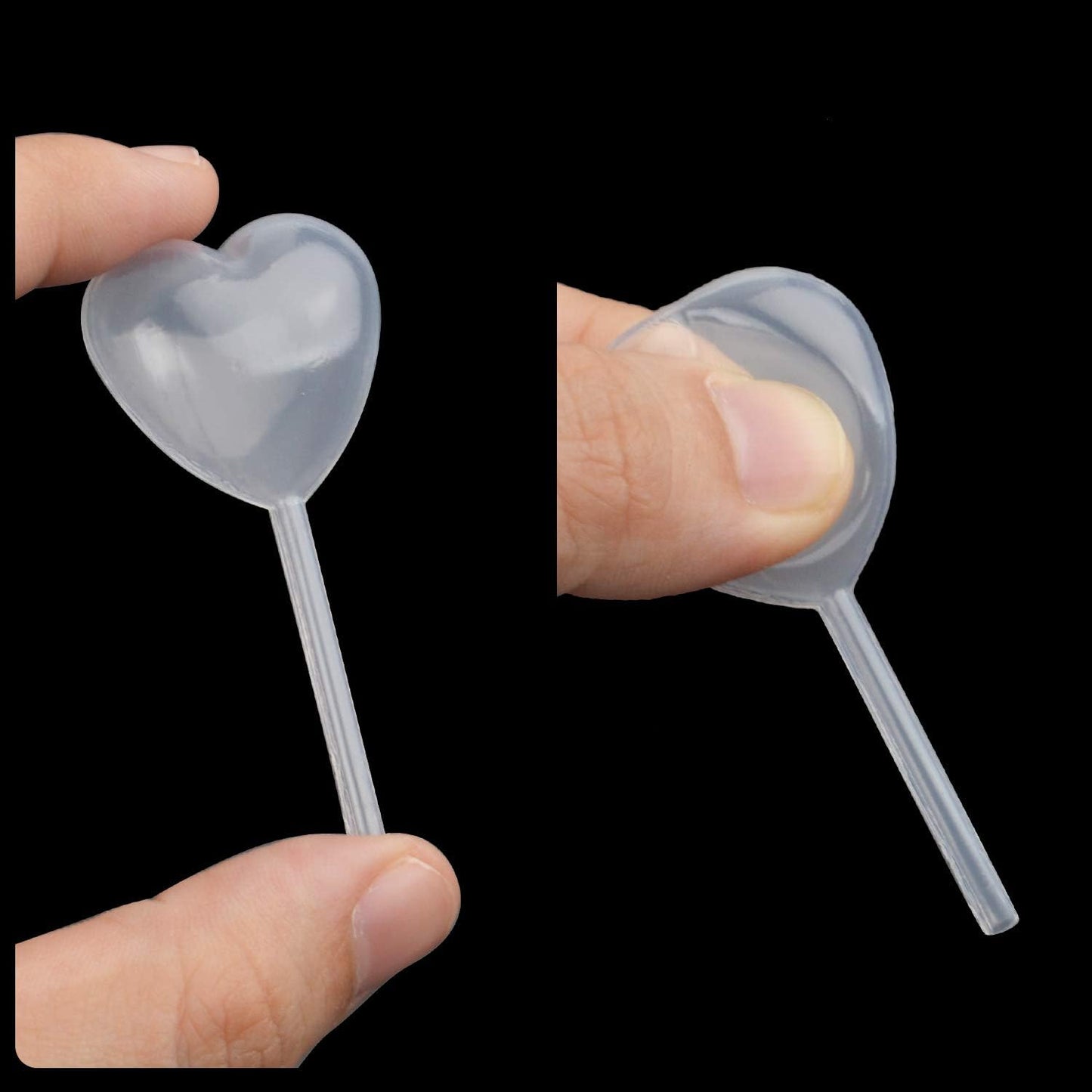 BronaGrand 50pcs Clear Heart Shape 4ml Liquid Dropper Pasteur Pipette, Plastic Squeeze Transfer Pipettes
