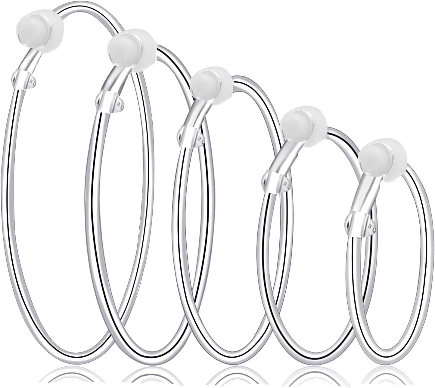 5 Pairs Gold Clip on Earrings Hoop Non Piercing Women Clip Earrings for Women, 5 Sizes