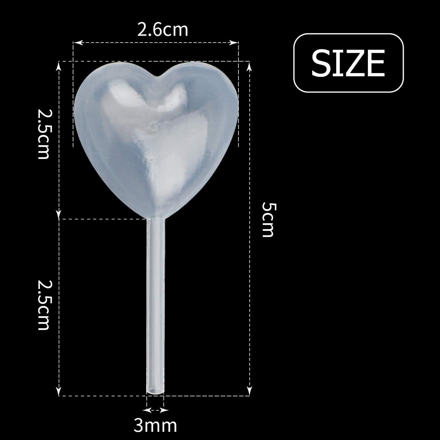BronaGrand 50pcs Clear Heart Shape 4ml Liquid Dropper Pasteur Pipette, Plastic Squeeze Transfer Pipettes