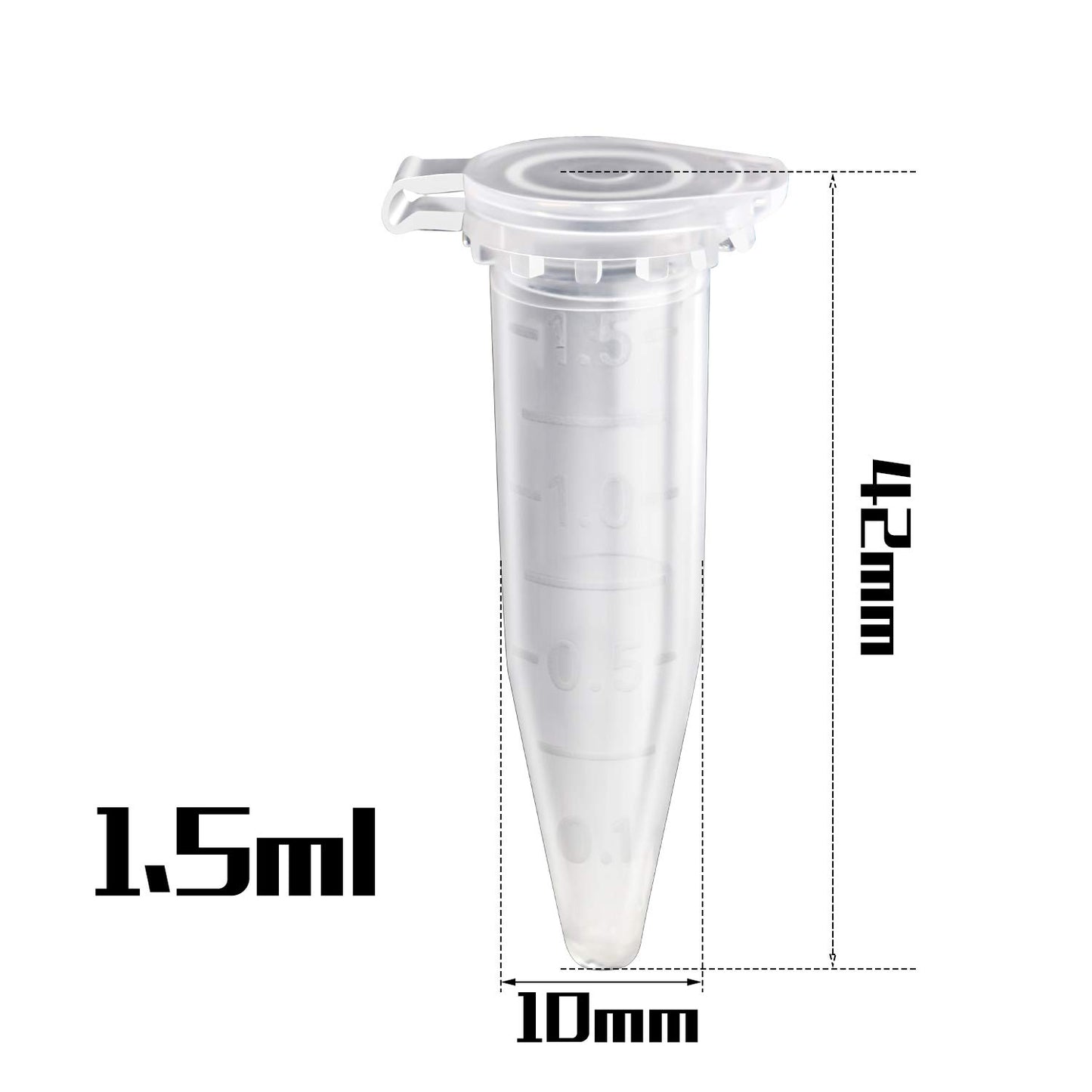 BronaGrand 100pcs 1.5ML Polypropylene Graduated Microcentrifuge Tubes with Attached Lid Clear