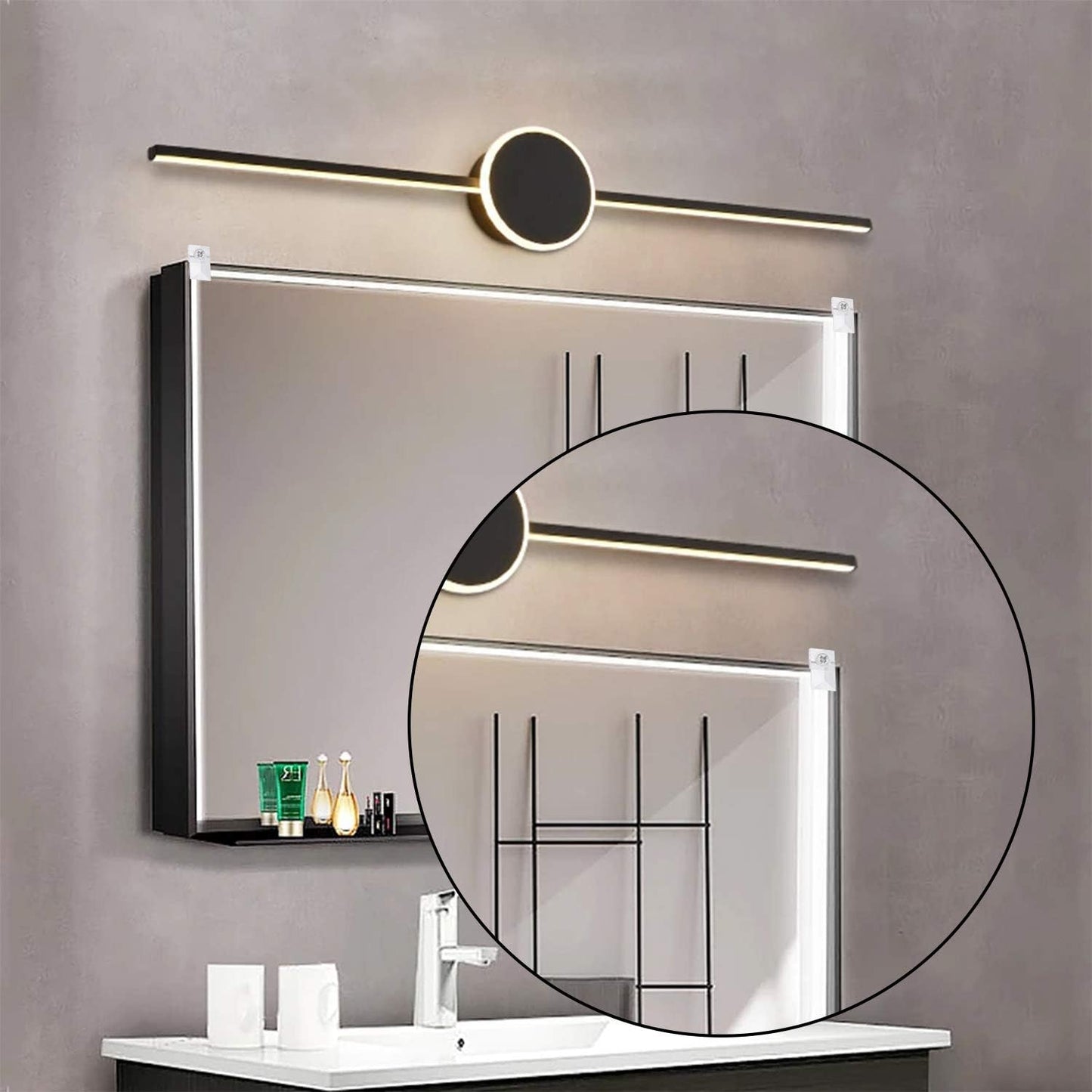 Mirror Panel Clips,20 Pack Plastic Mirror Holder Clips Transparent Mirror Retainer Clips Wall Mount Bracket Tool Kit with Screw and Anchor for Fixing Mirror Cabinet Door