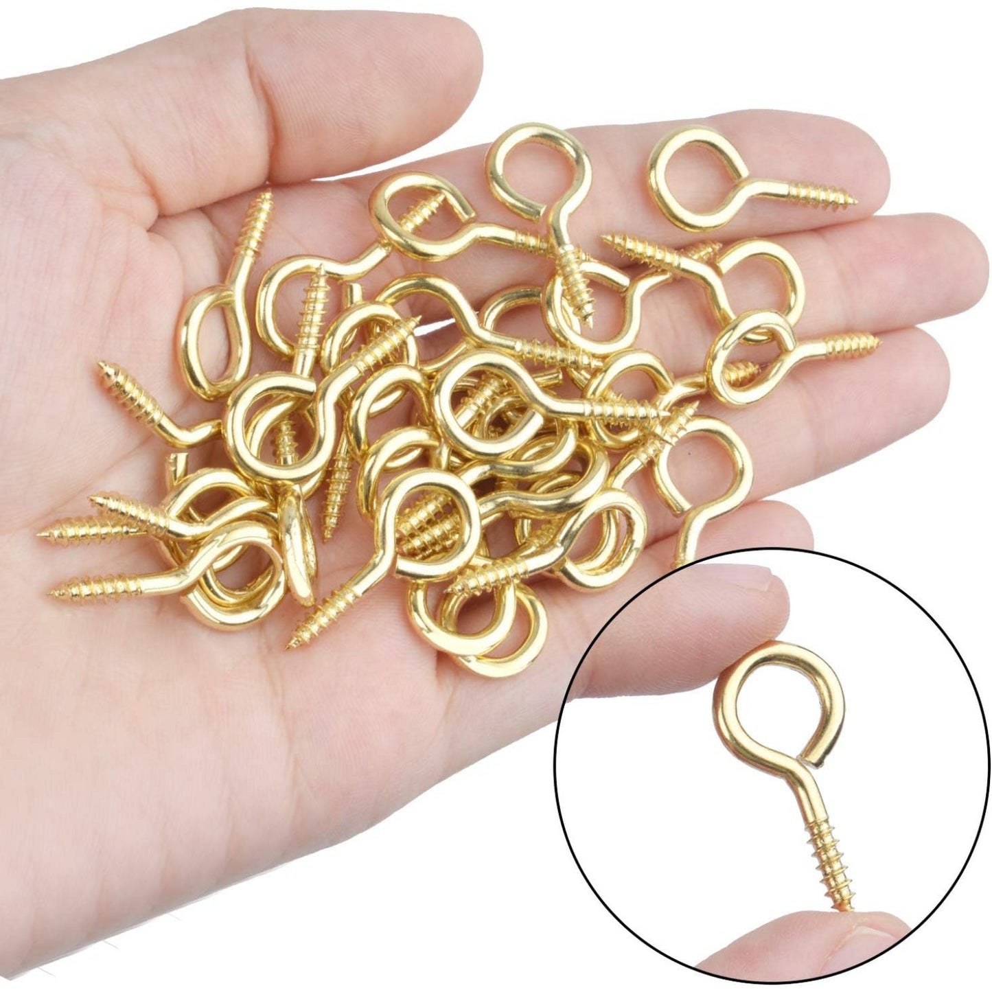 BronaGrand 100pcs 25mm (1 Inch) Small Screw Pins Hooks Screw in Hooks for Hanging Crafts Decoration Cups,Gold